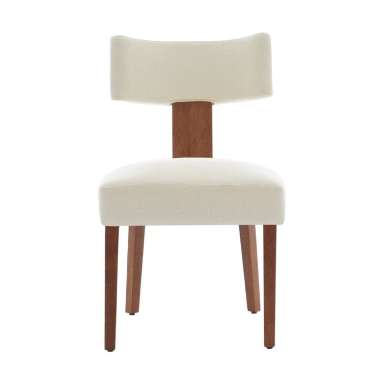 HomeRoots Set of Two Wingback Linen Upholstered Dining Chairs with Solid Wood Legs 694858