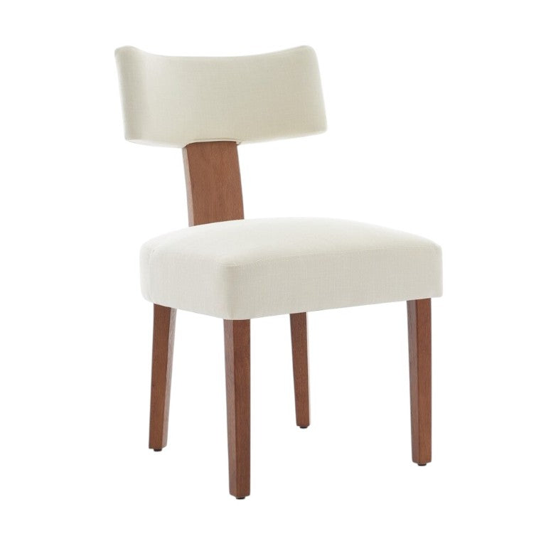 HomeRoots Set of Two Wingback Linen Upholstered Dining Chairs with Solid Wood Legs 694858