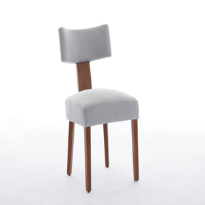 Set of Two Linen Upholstered Solid Wood Dining Side Chairs for Modern Farmhouse Kitchens