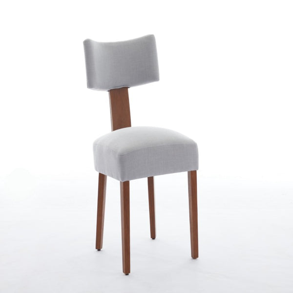 Set of Two Linen Upholstered Solid Wood Dining Side Chairs for Modern Farmhouse Kitchens