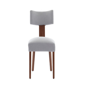 Set of Two Linen Upholstered Solid Wood Dining Side Chairs for Modern Farmhouse Kitchens