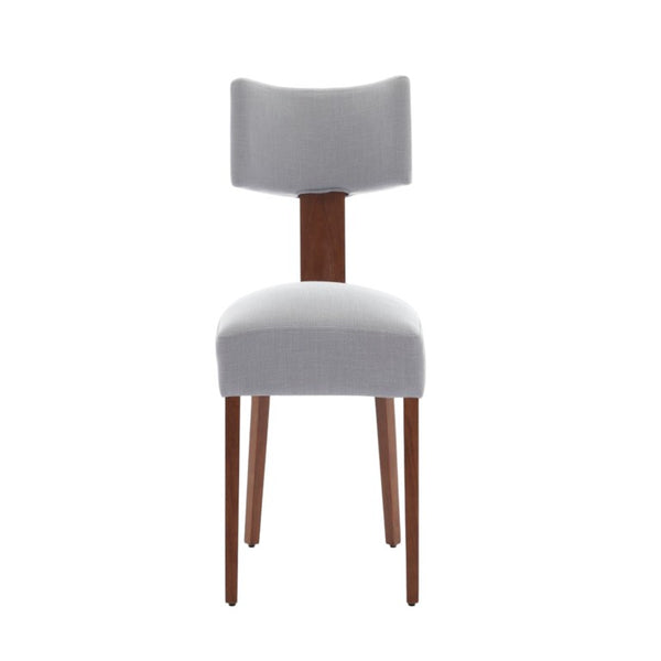Set of Two Linen Upholstered Solid Wood Dining Side Chairs for Modern Farmhouse Kitchens
