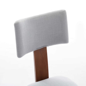 Set of Two Linen Upholstered Solid Wood Dining Side Chairs for Modern Farmhouse Kitchens