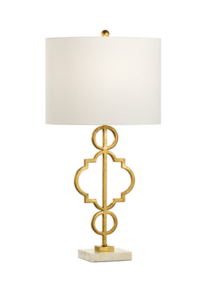 Chelsea House Artistic Lamp With Antique Gold Leaf Iron And White Marble Base — Sculptural Table Lamp For Elegant Spaces 69486