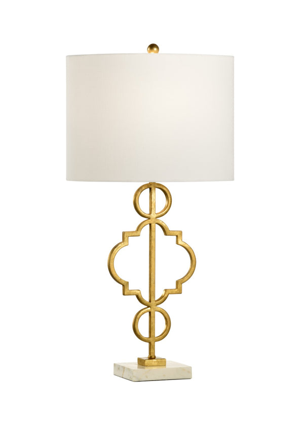 Chelsea House Artistic Lamp With Antique Gold Leaf Iron And White Marble Base — Sculptural Table Lamp For Elegant Spaces 69486