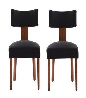 Set of Two Linen Upholstered Solid Wood Dining Side Chairs for Modern Farmhouse Kitchens