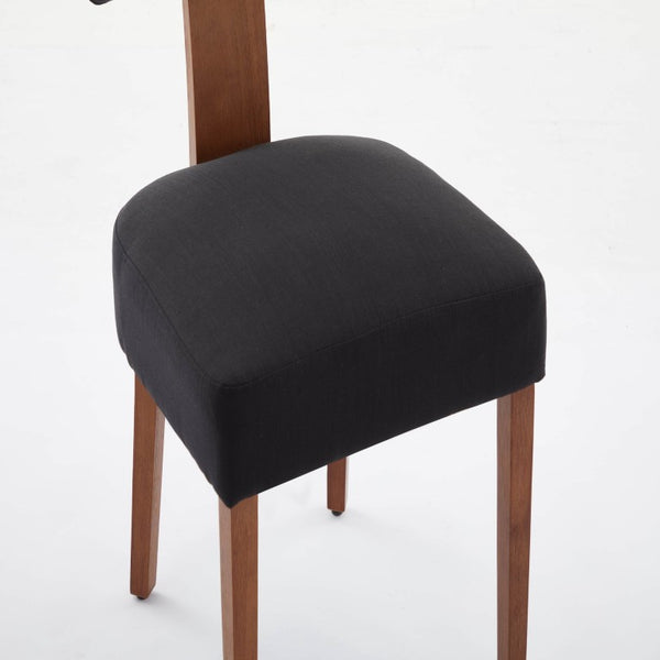 Set of Two Linen Upholstered Solid Wood Dining Side Chairs for Modern Farmhouse Kitchens