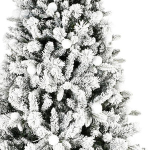HomeRoots 7.5' White Pre Lit Flocked Fir Christmas Tree - Snowy Elegance with Multicolored LED Lights for Festive Joy 84 694871