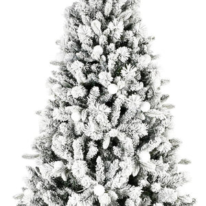 HomeRoots 7.5' White Pre Lit Flocked Fir Christmas Tree - Snowy Elegance with Multicolored LED Lights for Festive Joy 84 694871
