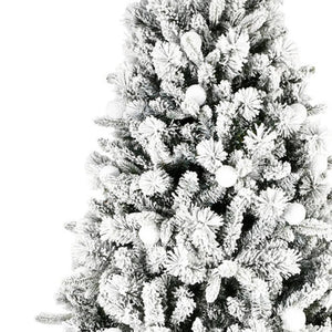 HomeRoots 7.5' White Pre Lit Flocked Fir Christmas Tree - Snowy Elegance with Multicolored LED Lights for Festive Joy 96 694872