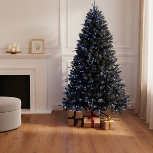HomeRoots 5' Black Pre-Lit Full Fir Christmas Tree - Modern Elegance with Energy-Efficient LED Lights for Holiday Décor 72 694874