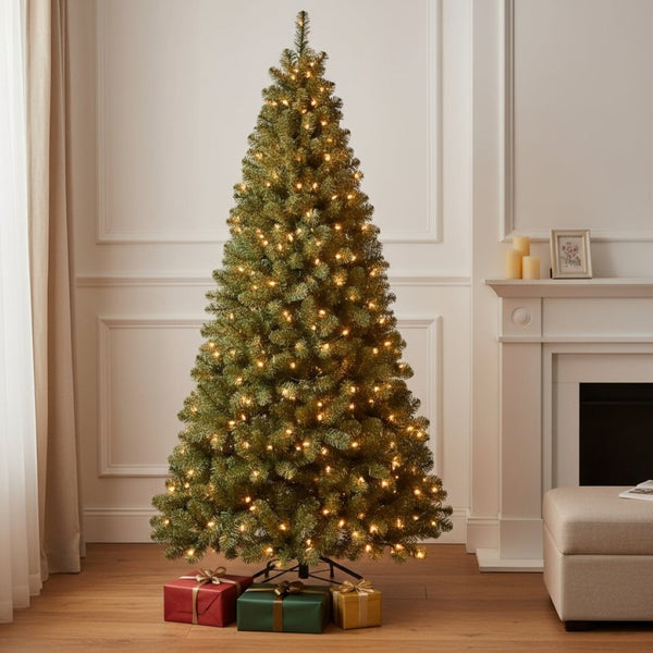 HomeRoots 7' White Pre Lit Full Fir Christmas Tree - Lifelike, Energy-Efficient Design for a Festive Holiday Glow 84 694881
