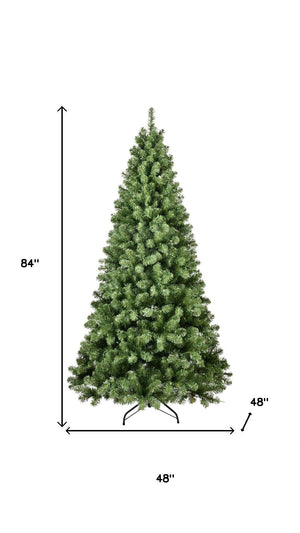 HomeRoots 7' White Pre Lit Full Fir Christmas Tree - Lifelike, Energy-Efficient Design for a Festive Holiday Glow 84 694881