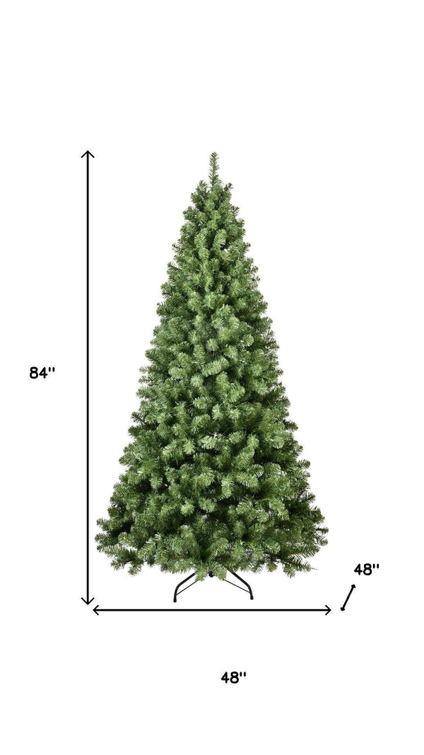HomeRoots 7' White Pre Lit Full Fir Christmas Tree - Lifelike, Energy-Efficient Design for a Festive Holiday Glow 84 694881