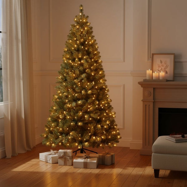 HomeRoots 7' White Pre Lit Full Fir Christmas Tree - Lifelike, Energy-Efficient Design for a Festive Holiday Glow 108 694883