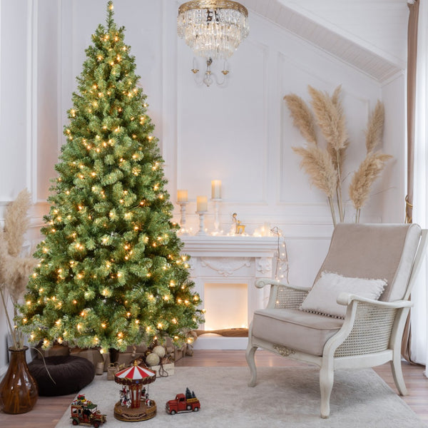 HomeRoots 7' White Pre Lit Full Fir Christmas Tree - Lifelike, Energy-Efficient Design for a Festive Holiday Glow 108 694883