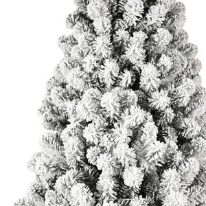 HomeRoots 6' Elegant Pre-Lit Flocked Fir Christmas Tree with 300 LED Lights for a Cozy Winter Wonderland Ambiance 72 694885