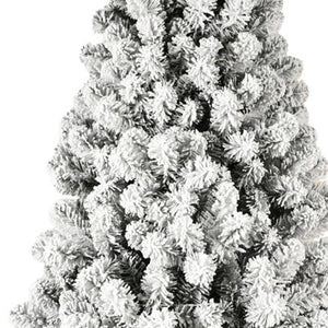 HomeRoots 6' Elegant Pre-Lit Flocked Fir Christmas Tree with 300 LED Lights for a Cozy Winter Wonderland Ambiance 96 694886