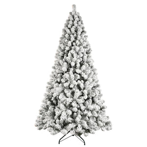 HomeRoots 6' Elegant Pre-Lit Flocked Fir Christmas Tree with 300 LED Lights for a Cozy Winter Wonderland Ambiance 96 694886