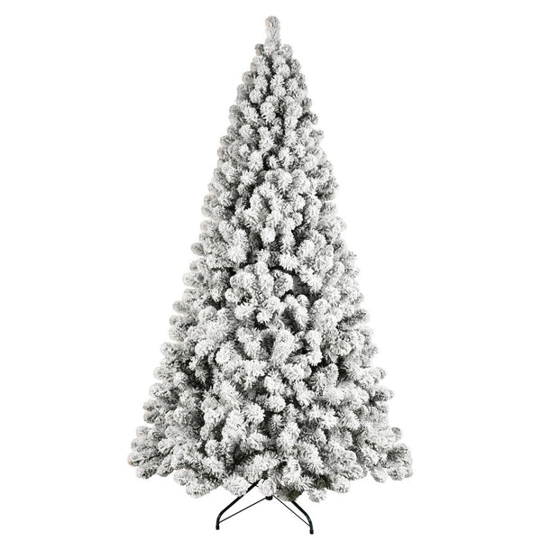 HomeRoots 6' Elegant Pre-Lit Flocked Fir Christmas Tree with 300 LED Lights for a Cozy Winter Wonderland Ambiance 108 694887
