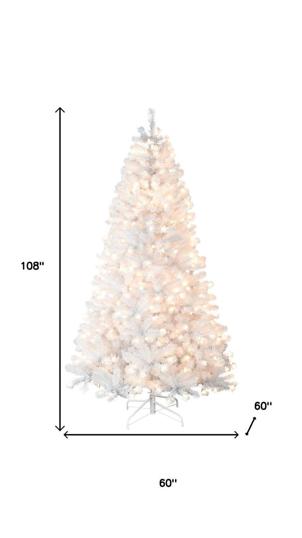 HomeRoots 9' White Pre-Lit Pine Christmas Tree - Stunning Holiday Centerpiece with 650 Warm Lights & Full Branch Tips 108 694889