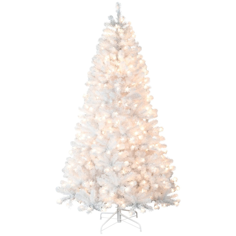 HomeRoots 9' White Pre-Lit Pine Christmas Tree - Stunning Holiday Centerpiece with 650 Warm Lights & Full Branch Tips 108 694889