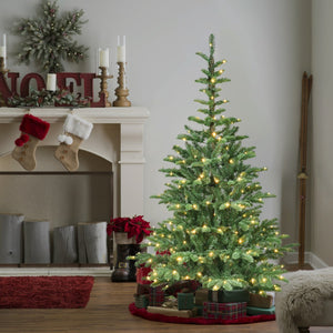 HomeRoots 6' Pre Lit Sparse Fir Christmas Tree - Modern Design with 300 Warm White LEDs for Effortless Holiday Charm 84 694892