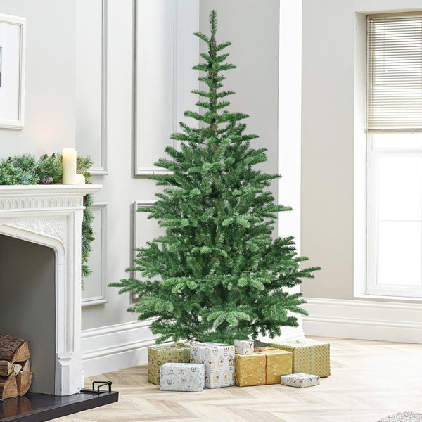 HomeRoots 6' Pre Lit Sparse Fir Christmas Tree - Modern Design with 300 Warm White LEDs for Effortless Holiday Charm 96 694893