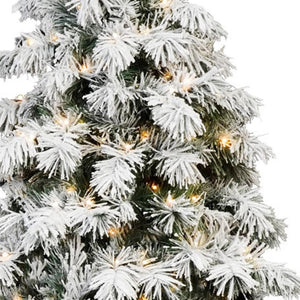 HomeRoots 5' White Pre-Lit Flocked Fir Christmas Tree - Elegant Snowy Centerpiece with Warm LED Glow & Durability 84 694896