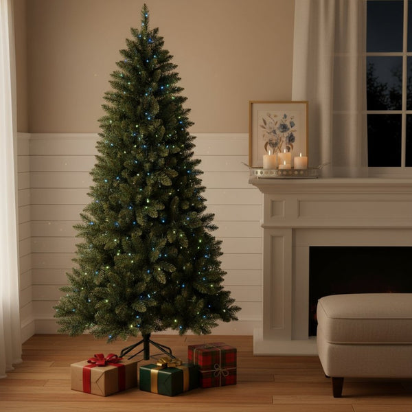 HomeRoots 6' Pre-Lit Full Fir Christmas Tree with Smart Wi-Fi Control and Vibrant LED Lights for Holiday Cheer 84 694899