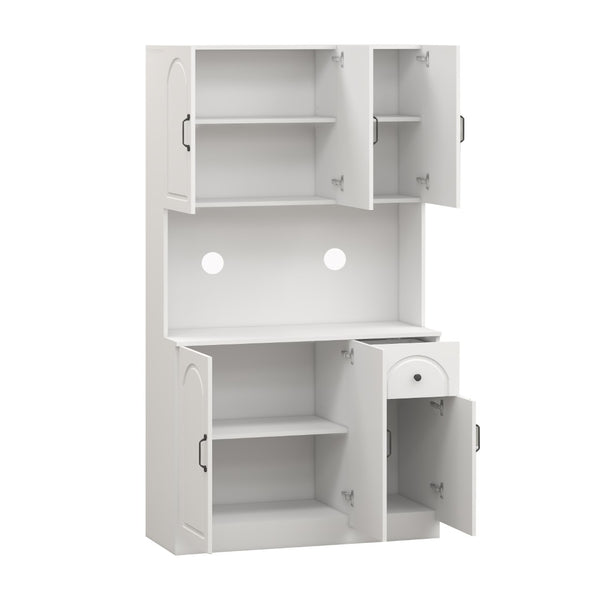 English Elm Kitchen Island with Extensible Wood Top Spice Towel Rack Storage on Casters W282S00034