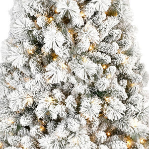 HomeRoots 6' White Pre-Lit Full Flocked Fir Christmas Tree - Snowy Elegance with 350 LED Lights for Your Home 72 694908