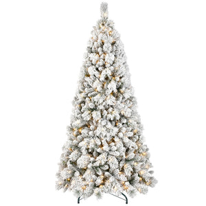 HomeRoots 6' White Pre-Lit Full Flocked Fir Christmas Tree - Snowy Elegance with 350 LED Lights for Your Home 84 694909