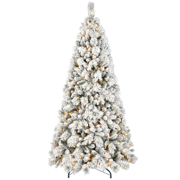 HomeRoots 6' White Pre-Lit Full Flocked Fir Christmas Tree - Snowy Elegance with 350 LED Lights for Your Home 84 694909