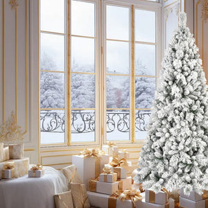 HomeRoots 6' White Pre-Lit Full Flocked Fir Christmas Tree - Snowy Elegance with 350 LED Lights for Your Home 84 694909