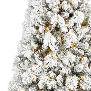 HomeRoots 6' White Pre-Lit Full Flocked Fir Christmas Tree - Snowy Elegance with 350 LED Lights for Your Home 96 694911