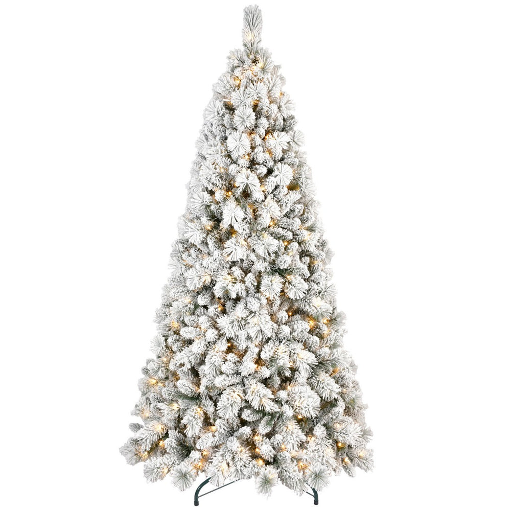HomeRoots 6' White Pre-Lit Full Flocked Fir Christmas Tree - Snowy Elegance with 350 LED Lights for Your Home 96 694911