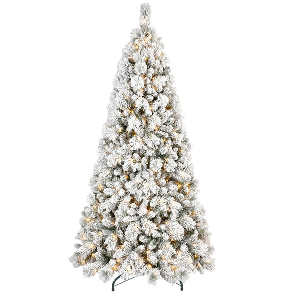 HomeRoots 6' White Pre-Lit Full Flocked Fir Christmas Tree - Snowy Elegance with 350 LED Lights for Your Home 96 694911