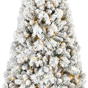 HomeRoots 6' White Pre-Lit Full Flocked Fir Christmas Tree - Snowy Elegance with 350 LED Lights for Your Home 108 694912