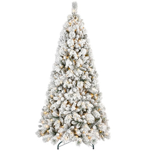 HomeRoots 6' White Pre-Lit Full Flocked Fir Christmas Tree - Snowy Elegance with 350 LED Lights for Your Home 108 694912