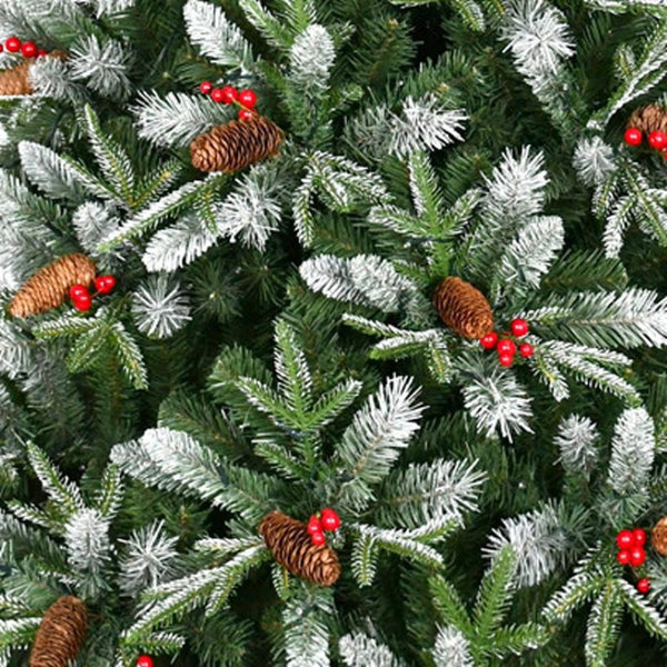 HomeRoots 5' Green and White Full Fir Christmas Tree with Frosted Tips, Pinecones, and Red Berries Decor 60 694914