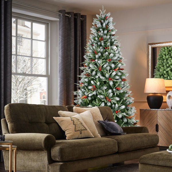 HomeRoots 5' Green and White Full Fir Christmas Tree with Frosted Tips, Pinecones, and Red Berries Decor 108 694919