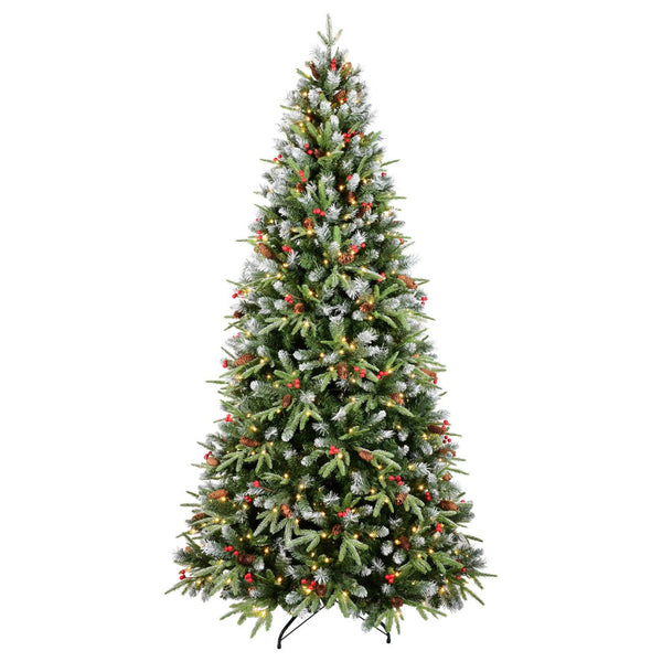 HomeRoots 6' Green And White Pre-Lit Fir Christmas Tree – Elegant Holiday Centerpiece with Warm LED Lights 84 694923