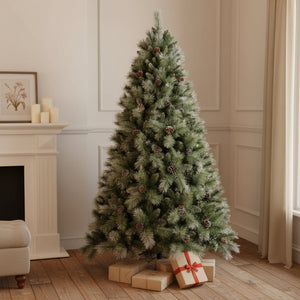 HomeRoots 6' Full Fir Christmas Tree – Lifelike, Pre-Decorated with Pinecones for Effortless Holiday Charm 72 694925