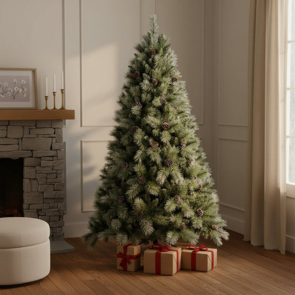 HomeRoots 7.5' Lifelike Full Pine Christmas Tree - Easy Assembly, Durable, Customizable Décor for Holidays! 694927