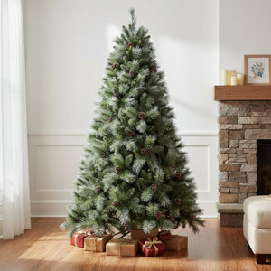 HomeRoots 6' Full Fir Christmas Tree – Lifelike, Pre-Decorated with Pinecones for Effortless Holiday Charm 108 694928