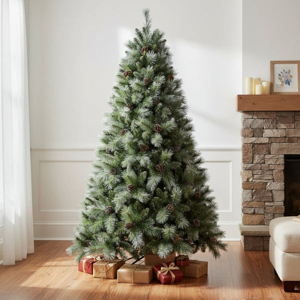 HomeRoots 6' Full Fir Christmas Tree – Lifelike, Pre-Decorated with Pinecones for Effortless Holiday Charm 108 694928