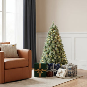 HomeRoots 5' Pre Lit Full Pine Christmas Tree - Lifelike Foliage, 200 LED Lights, Effortless Holiday Charm! 60 694929