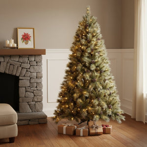 HomeRoots 5' Pre Lit Full Pine Christmas Tree - Lifelike Foliage, 200 LED Lights, Effortless Holiday Charm! 72 694930
