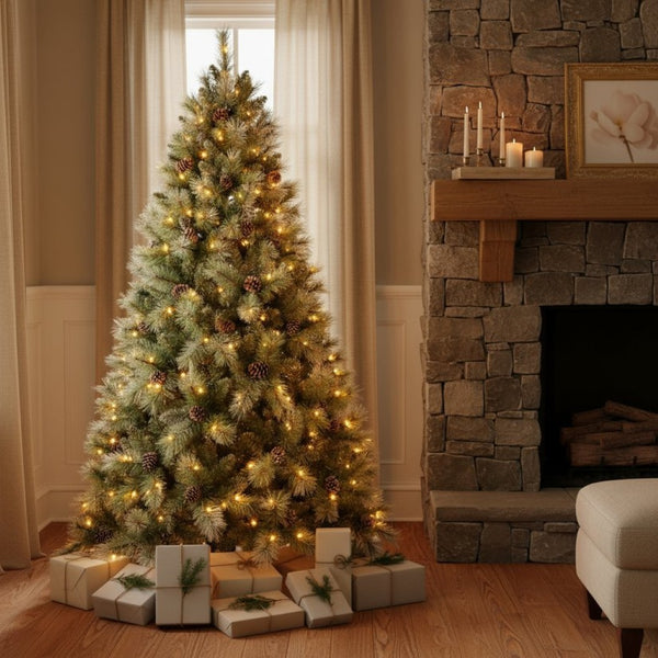 HomeRoots 5' Pre Lit Full Pine Christmas Tree - Lifelike Foliage, 200 LED Lights, Effortless Holiday Charm! 84 694931